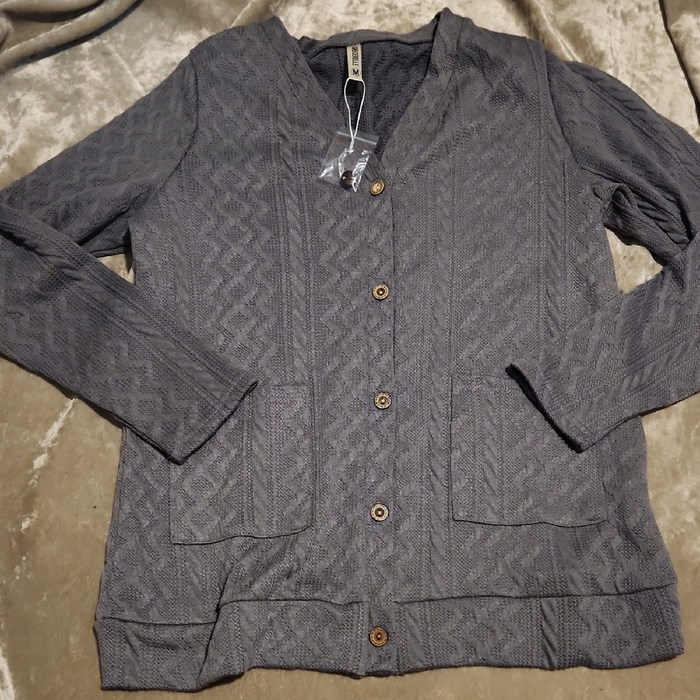 Grecerelle Gray Button-Up Cardigan Sz M